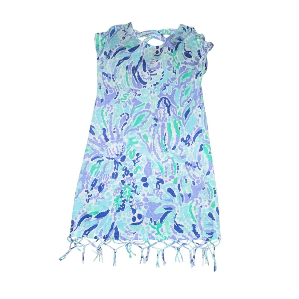Lilly Pulitzer Beachcomber Dress Womens Size S Lilly's Lilac Nice Ink 100% Linen